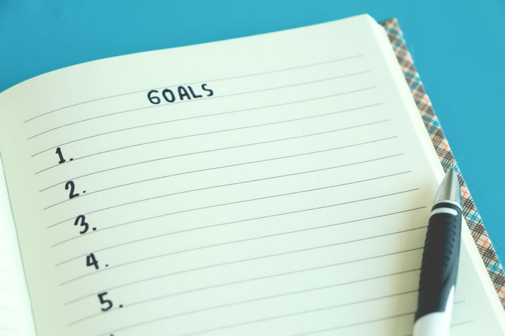 Blank notebook page for setting goals