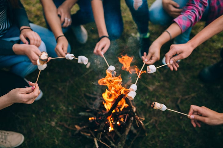 People roast marshmallows