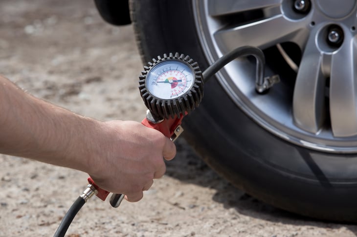 Use a hand pressure gauge to make sure your tires' pressure matches what the owner's manual or the specs listed on the side of your tire say it should be.