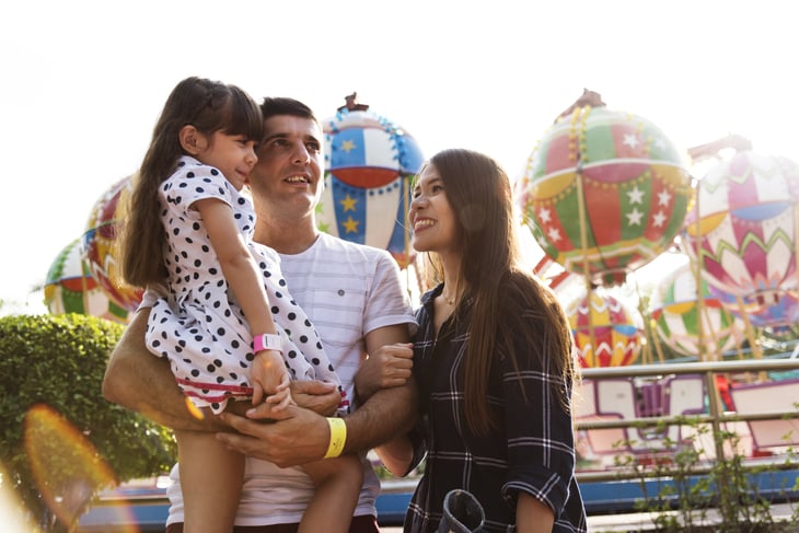 Parents and daughter at amusement park