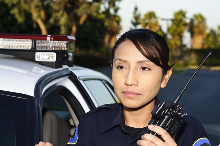 Police officer with radio