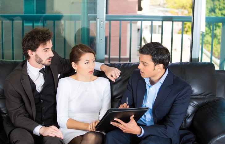 Couple with salesman