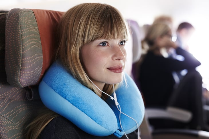Woman on airplane