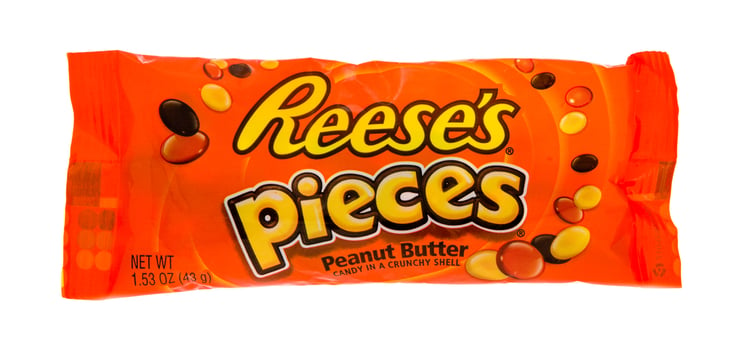 Package of Reese's pieces candy
