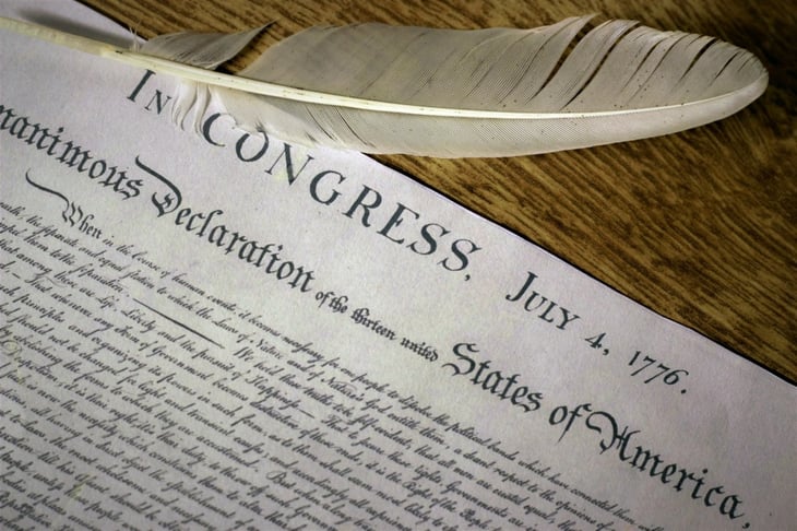Closeup of the top of the U.S. Constitution.