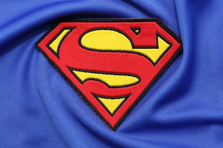 Closeup of Superman logo