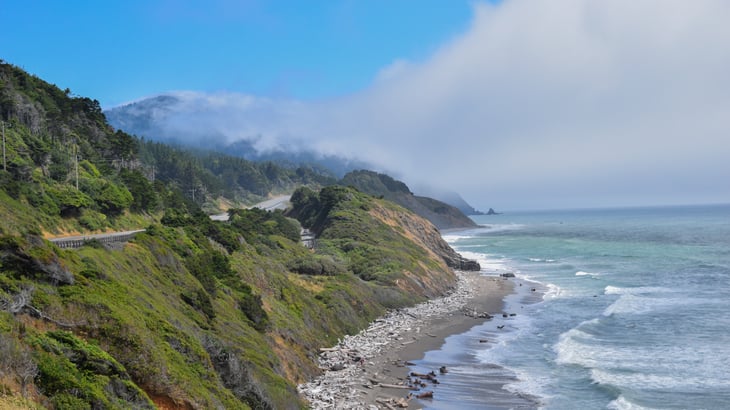 A stretch of Highway 101 on Oregon's Pacific Ocean shoreline.