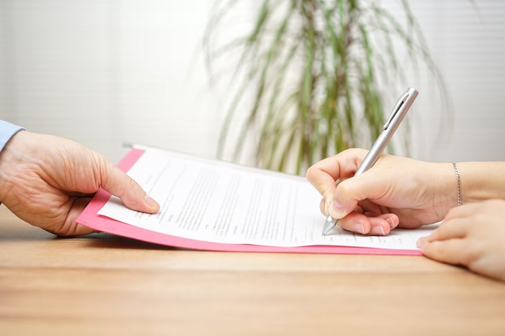 Hand signing documents