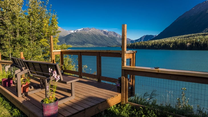 View of Lake Kenai and the Kenai Mountains in Alaska