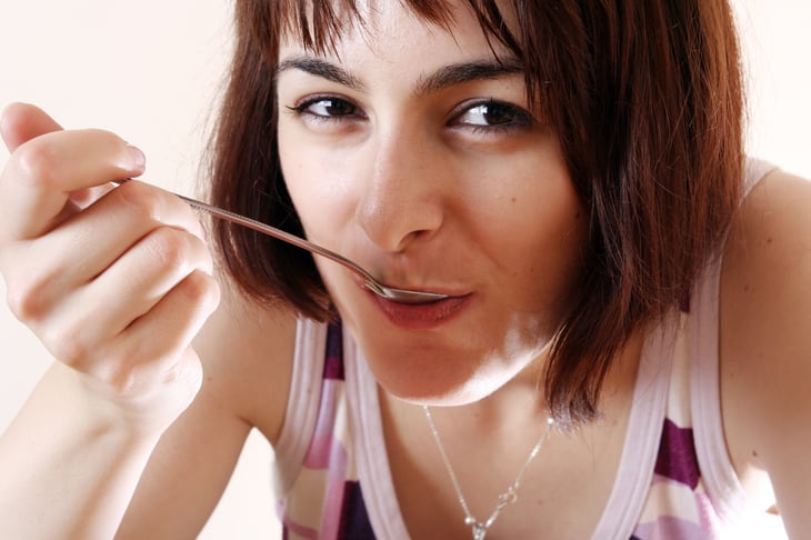 Woman and fork