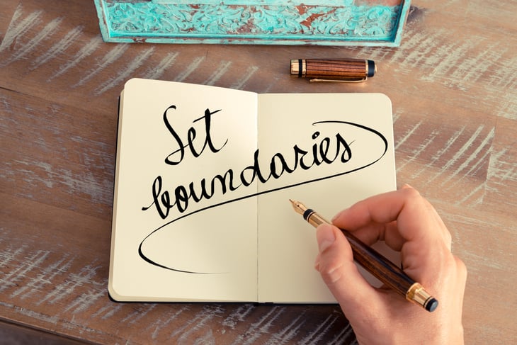 Set boundaries written in a notebook