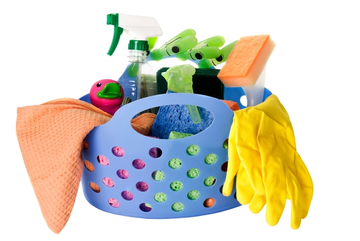Caddy of cleaning products