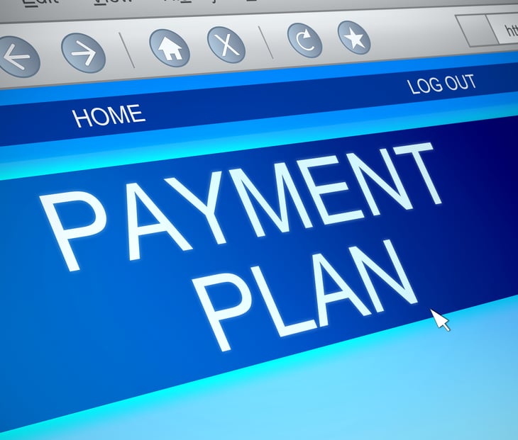 "Payment plan" on computer screen.