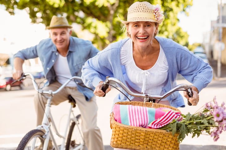Retirees riding bikes