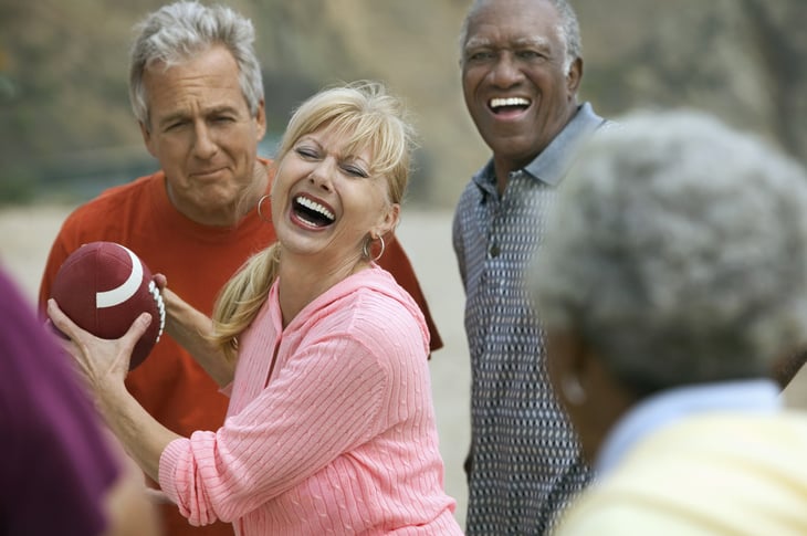 Happy retirees outdoors