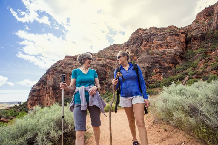 Two women hiking in Nevada.