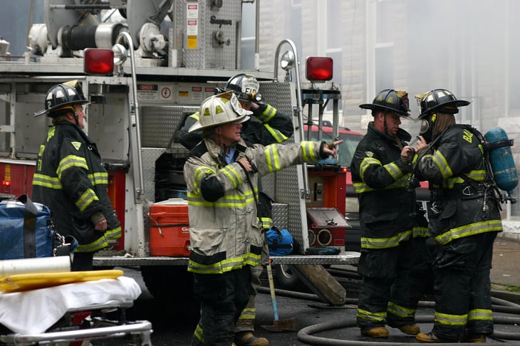Firefighters working in Baltimore, Maryland