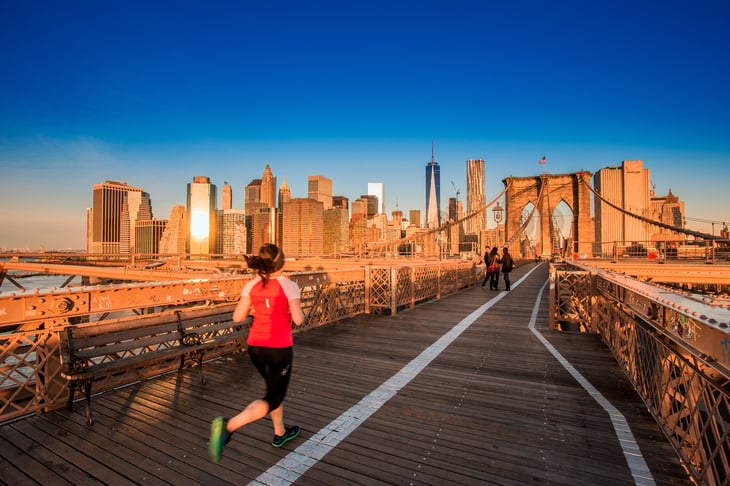 New York viewed from Brooklyn Bridge.