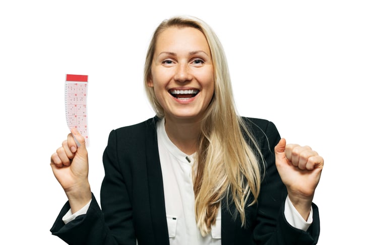 Woman with Lottery Ticket