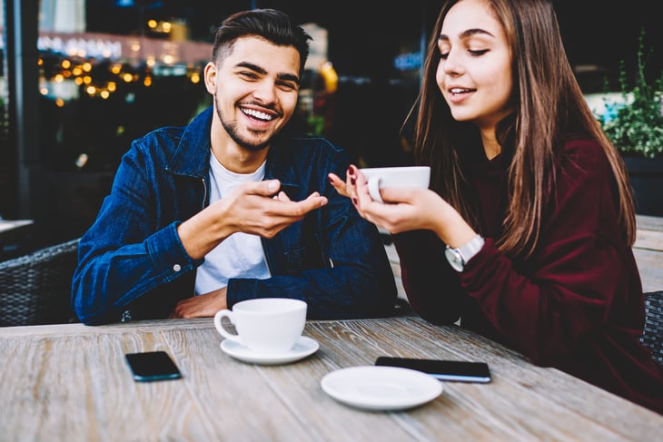 teenager teen boy girl date coffee