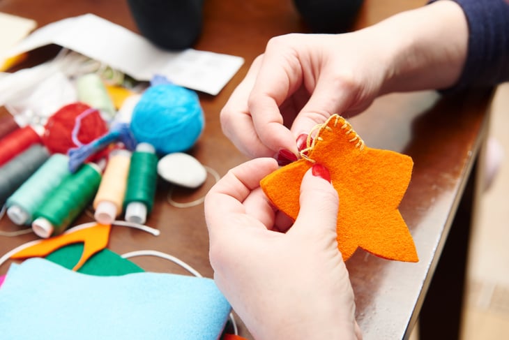 Hands making crafts