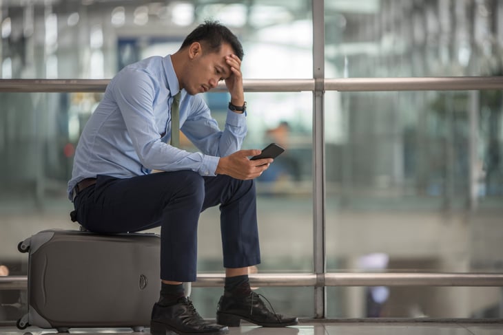 Unhappy traveler