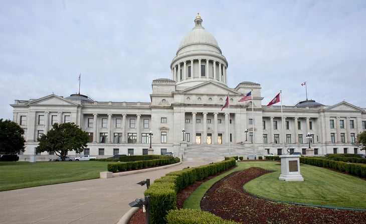 Arkansas state capitol building in Little Rock