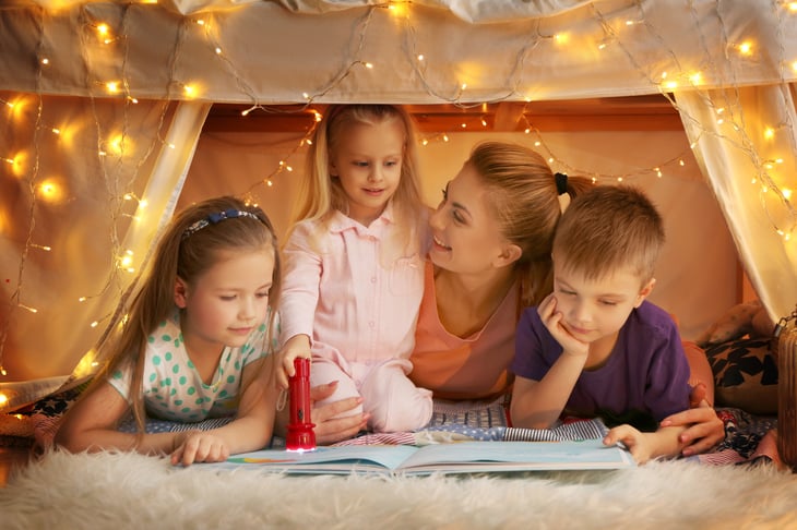 Inside tent