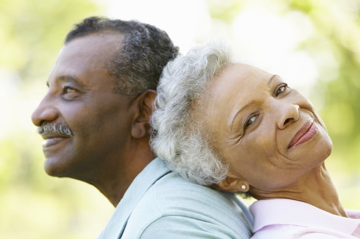 African American couple outside.