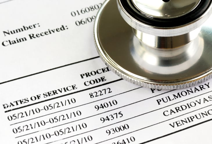 Close up of medical bills.