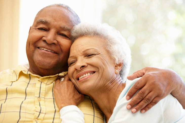 Senior African American couple at home
