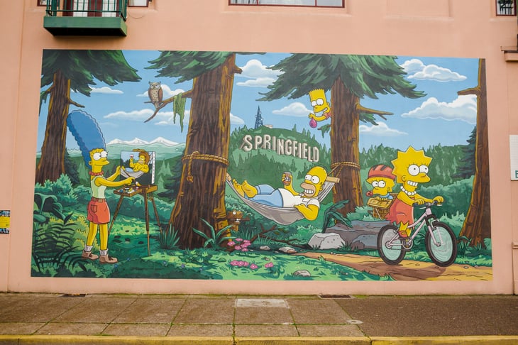 "The Simpsons" mural in Springfield, Oregon