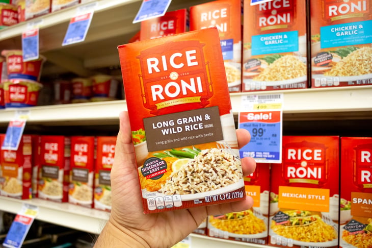 A box of Rice-A-Roni for sale at the grocery store