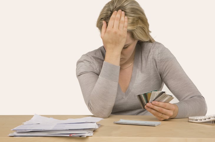 Woman with credit card debt
