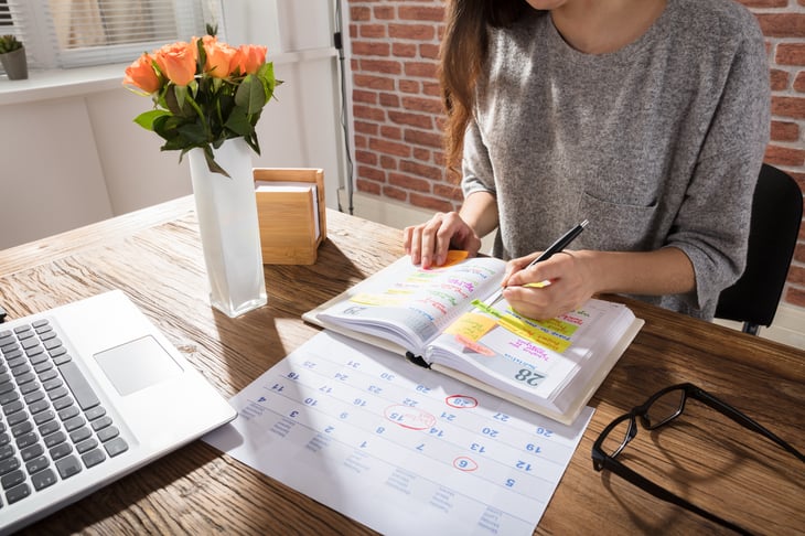 Woman making a plan in her planner
