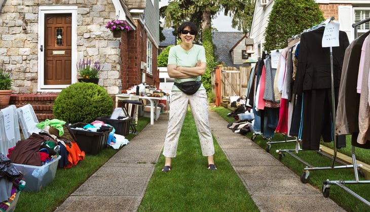 Woman at a yard sale
