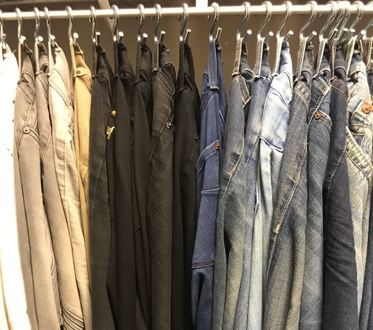 Organizing jeans with S hooks