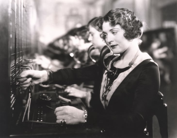 Historical picture of switchboard operators.