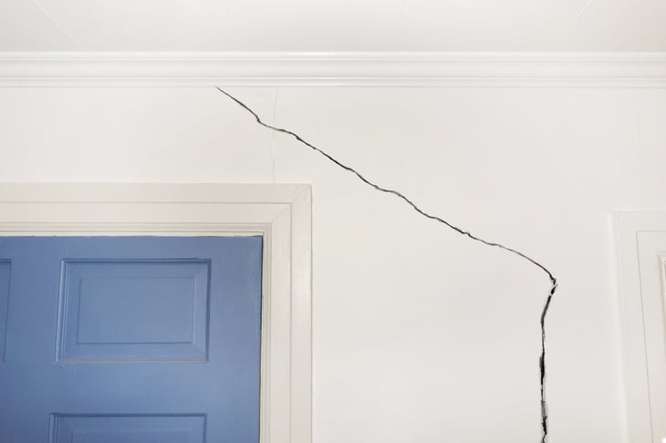 A crack in the wall of a home