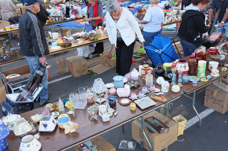 Yard sale or flea market shopping