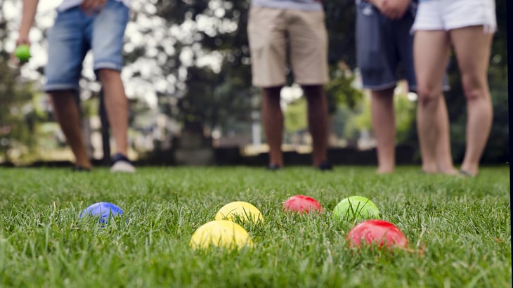 Bocce ball on a lawn