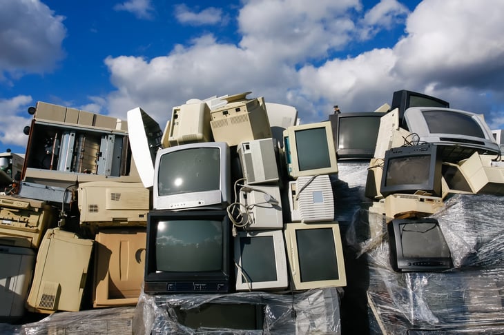Piles of old electronics