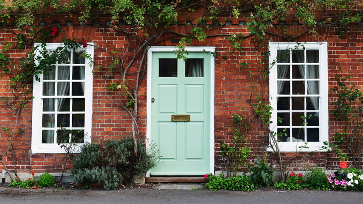 Front door on old brick home