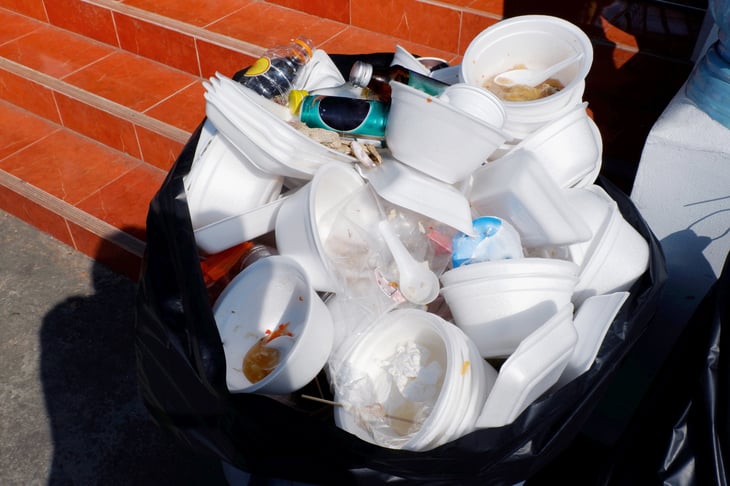 waste garbage styrofoam plastic black bag dirty, Bin, Trash, Recycle