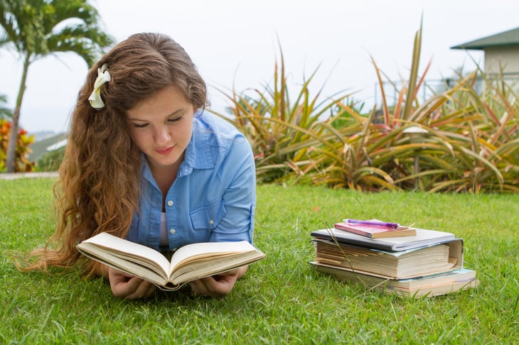 Woman studying outdoors