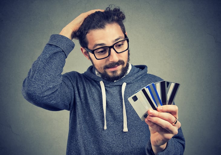 Man with credit cards