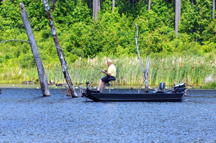 Man fishing in Arkansas lake
