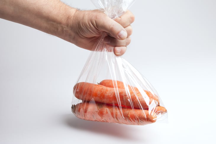 Carrots in plastic bag