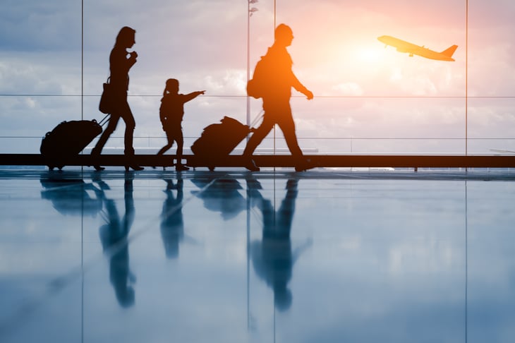 Family at an airport