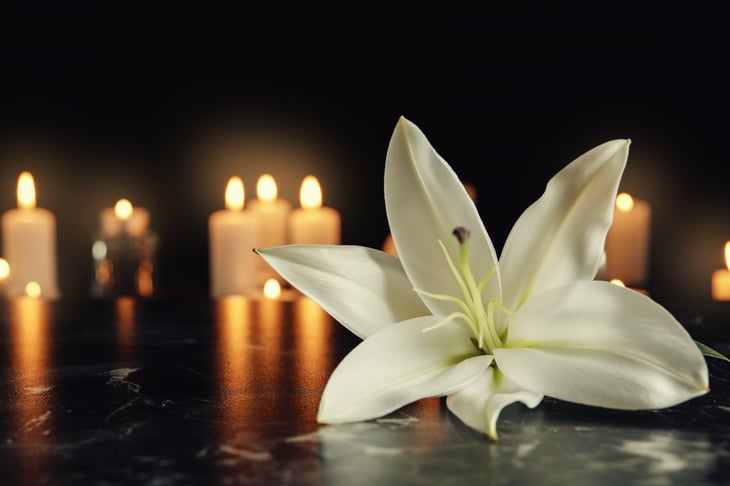 Funeral flower and candles